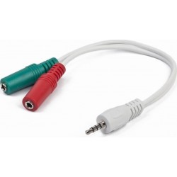 Cablexpert 3.5 mm 4-pin plug to 3.5 mm stereo + microphone sockets adapter cable (CCA-417)