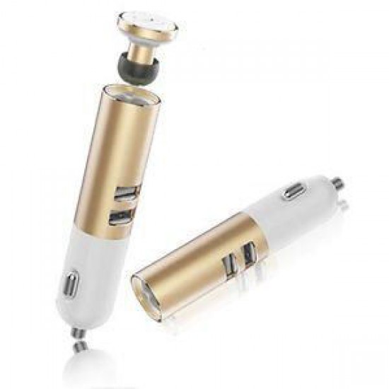Set Car Charger & BT Earphone Remax RB-T11C Gold