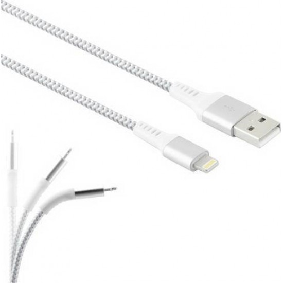 Lamtech Braided USB to Lightning Cable Λευκό 2m (LAM450282)