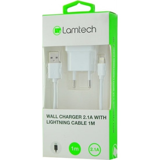 Lamtech Wall Charger 2.1A with Lightning 1M LAM020182 White