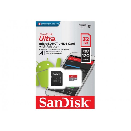 Κάρτα Μνήμης MicroSDHC Class 10 Sandisk Ultra A1 32GB 120MB/s (SDSQUA4-032G-GN6MA)