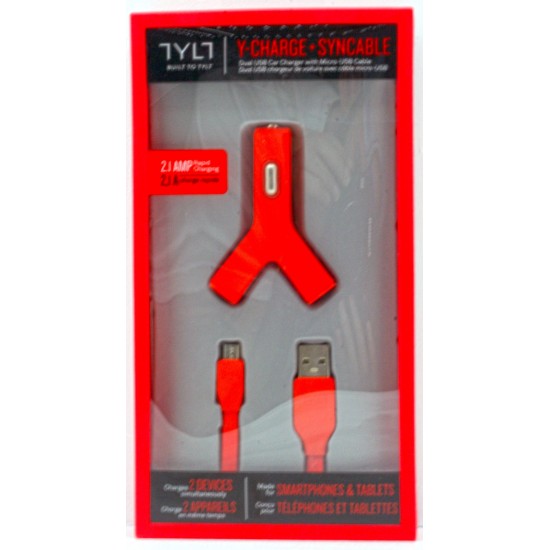 Tylt Y Car Charger (MIC-YCHG1MRD-T) Red