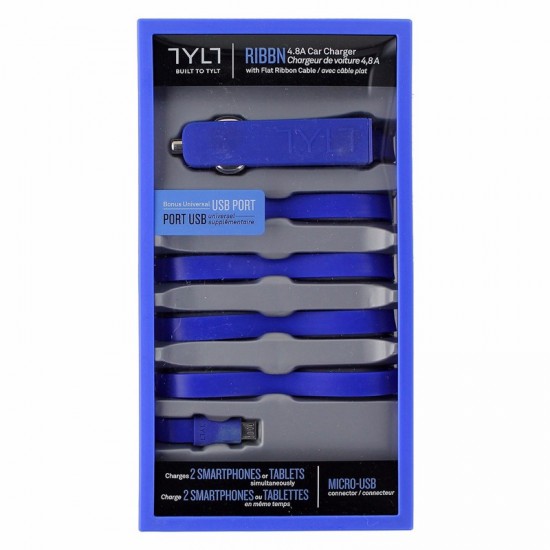 Tylt Ribbn 4.8A Car Charger MIC-RIBBNBL-T Blue