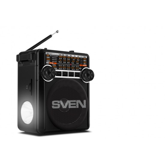 SVEN SRP-355/SV-017125 black Ρετρό Φορητό Ραδιόφωνο ρεύματος & Επαναφορτιζόμενη μπαταρία