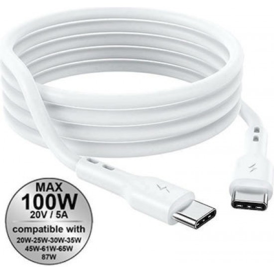 Lamtech USB 2.0 Cable USB-C male - USB-C male Λευκό 2m (LAM023664)