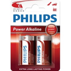 PHILIPS Power αλκαλικές μπαταρίες LR14P2B/05 Baby C LR14 1.5V (2τμχ)
