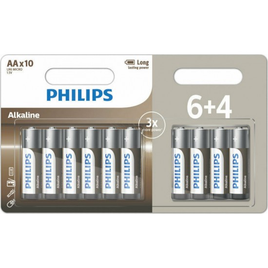 Philips LR6A10BP Αλκαλικές μπαταρίες υψηλής απόδοσης AA (10τμχ)