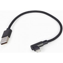 Cablexpert Braided USB to Lightning Cable Μαύρο 0.2m (CC-USB2-AMLML-0.2M)