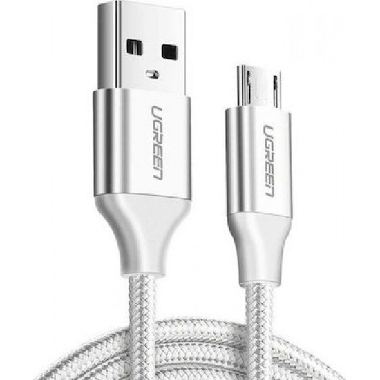 Ugreen US290 Braided USB 2.0 to micro USB Cable Λευκό 2m (60153)