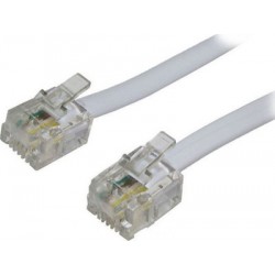 Powertech Τηλεφωνικό Καλώδιο RJ11 6P4C 2m (CAB-T002) White
