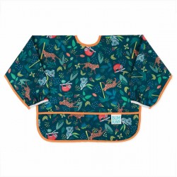Bumkins Αδιάβροχη Ποδιά Πλαστική με Κορδόνι Sleeved Bib με Τσέπη & Μανίκια Jungle για 6 m+