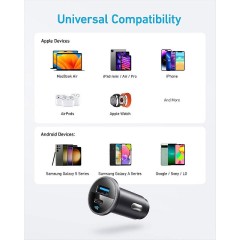 Anker 323 Φορτιστής Αυτοκινήτου με 1 Θύρα USB-A και 1 Θύρα Type-C 52.5W (A2735G11) Black