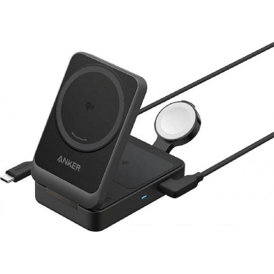 Anker Φορτιστής Magsafe 15W Μαύρος (MagGo 3-in-1 Foldable)