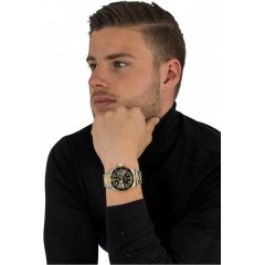 Invicta Pro Diver Ανδρικό Ρολόι 43mm Μπαταρίας με Χρυσό Μεταλλικό Μπρασελέ (22057)