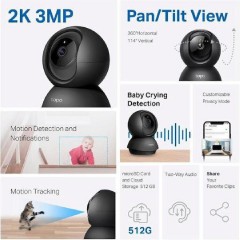 Tp-Link Tapo C211 Pan/Tilt Home Security Wi-Fi Camera 2K v3.0 (1770500258) Black