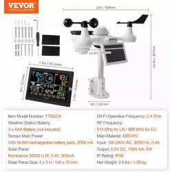 Vevor Ασύρματος Μετεωρολογικός Σταθμός Ψηφιακός Επιτραπέζιος YT60234