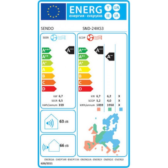 Sendo Ikaros SND-24/IKS3 Κλιματιστικό Inverter 24000 BTU A++/A+++ με WiFi