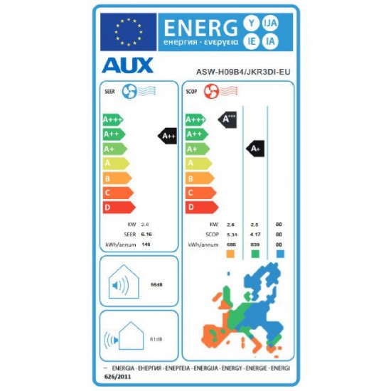 AUX J-Smart Κλιματιστικό Inverter 9000 BTU A++/A+ με WiFi