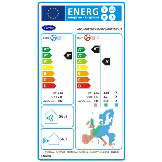 Carrier Superia Plus 12000BTU A++ | A+++ WiFi (42QHG/38QHG012D8SUB) White
