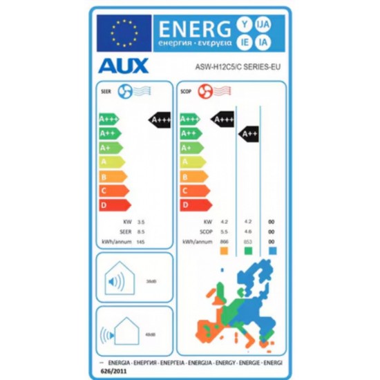 AUX C Series Εσωτερική Μονάδα Τοίχου για Multi Κλιματιστικά 12000 BTU A++/A+++ (AMWM-H12/4R3A) - Λευκό