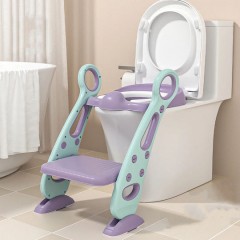 Giggles & Co. Αναδιπλούμενη Σκάλα Τουαλέτας με Παιδικό Κάθισμα & Μαξιλαράκι PU για Εκπαίδευση Τουαλέτας – (Μωβ/Πράσινο)