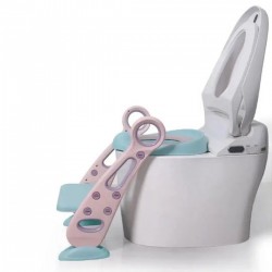 Giggles & Co. Αναδιπλούμενη Σκάλα Τουαλέτας με Παιδικό Κάθισμα & Μαξιλαράκι PU για Εκπαίδευση Τουαλέτας – (Μωβ/Πράσινο)