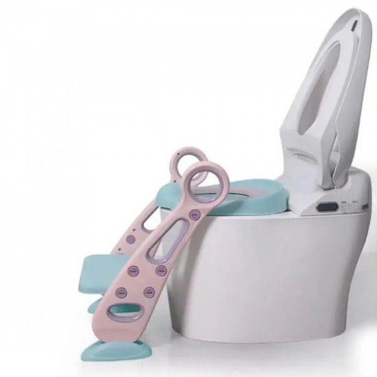 Giggles & Co. Αναδιπλούμενη Σκάλα Τουαλέτας με Παιδικό Κάθισμα & Μαξιλαράκι PU για Εκπαίδευση Τουαλέτας – (Μωβ/Πράσινο)