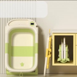 Giggles & Co. Πτυσσόμενη Μπανιέρα Μωρού με Θερμόμετρο Πράσινη