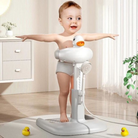 Giggles & Co. Βρεφικό Σταντ Μπάνιου Πτυσσόμενο με Ρυθμιζόμενο Ύψος & Αντιολισθητική Βάση Με Κάθισμα (Khaki)