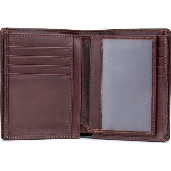 Bull Captain QB-027 Δερμάτινο Ανδρικό Πορτοφόλι με RFID Καφέ
