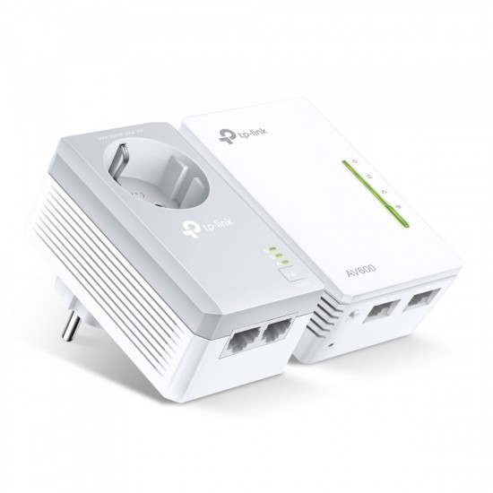 TP-LINK TL-WPA4226KIT v5.4 Powerline Διπλό για Ασύρματη Σύνδεση Wi-Fi 4 με Passthrough Πρίζα και 2 Θύρες Ethernet
