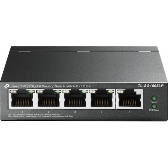 TP-LINK TL-SG1005LP v1 Unmanaged L2 PoE+ Switch με 4 Θύρες Gigabit (1Gbps) Ethernet v4
