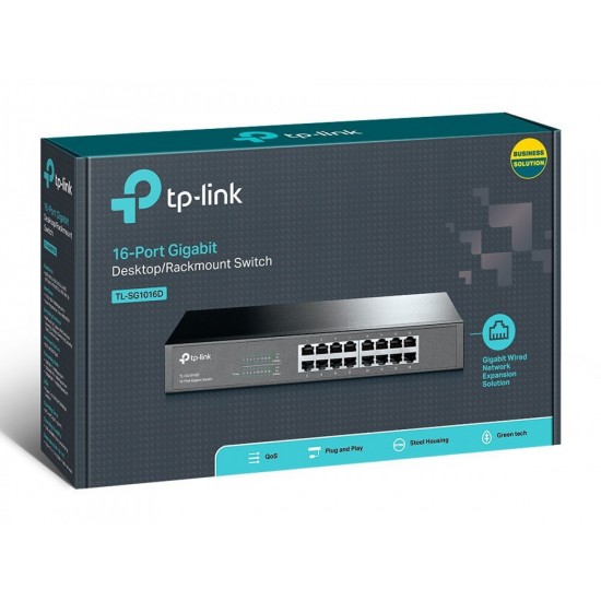 Tp-Link TL-SG1016D 16-Port Gigabit Desktop/Rackmount Switch v13.0 (1700000532) Black