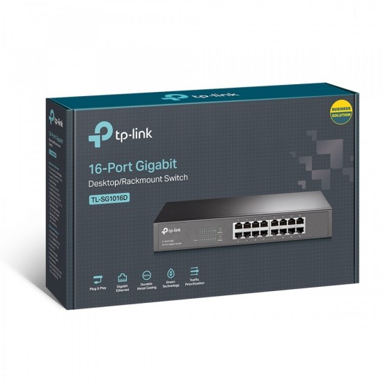 Tp-Link TL-SG1016D 16-Port Gigabit Desktop/Rackmount Switch v13.0 (1700000532) Black