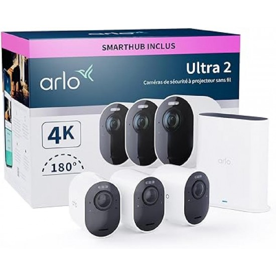 Arlo Ultra 2 4K UHD Wire-Free Spotlight Security Camera System Αδιάβροχη Μπαταρίας (VMS5340-200EUS) 3τμχ Λευκό