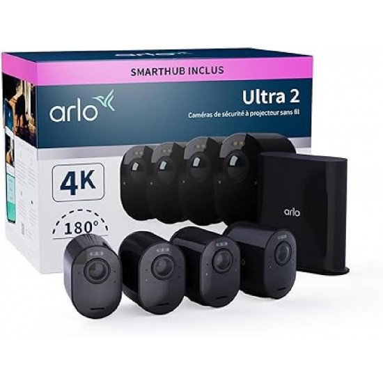Arlo Ultra 2 4K UHD Wire-Free Security Camera System Αδιάβροχη Μπαταρίας 4 τμχ (VMS5440B-200EUS) Black