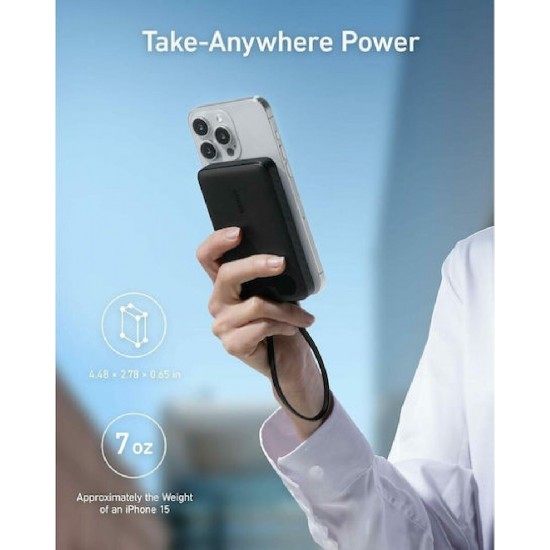 Anker Power Bank 10K mAh 22.5W USB-C Cable (A1257G11) Black