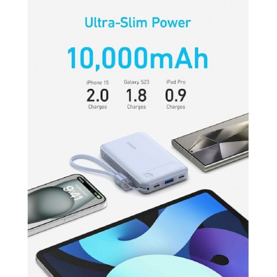 Anker Power Bank 10K mAh 22.5W USB-C Cable (A1257G11) Black