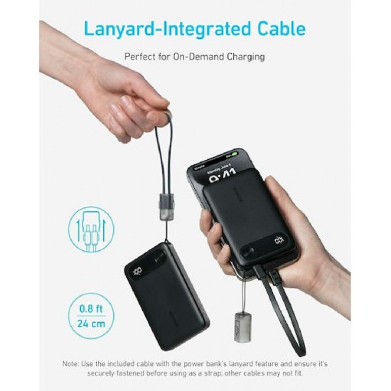 Anker Power Bank 10K mAh 22.5W USB-C Cable (A1257G11) Black