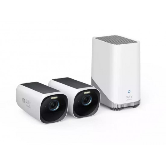 Anker EufyCam 3 S330 Solar KIT 2 Ασύρματων Καμερών IP 8MP 4K Ultra HD (T88713W1) + HomeBase 3