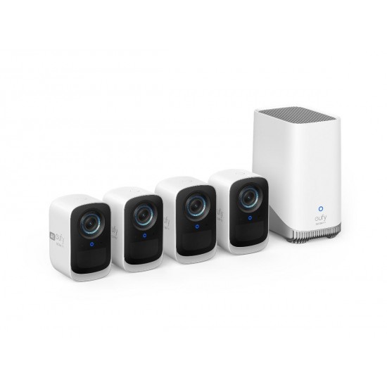 Anker EufyCam S300 3C 4K Ultra HD Security Camera 4-Cam Kit with Homebase 3 (T8883321) White