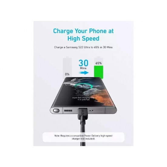 Anker 322 USB-C to USB-C Cable Braided 0.9m (A81F5G11) Black