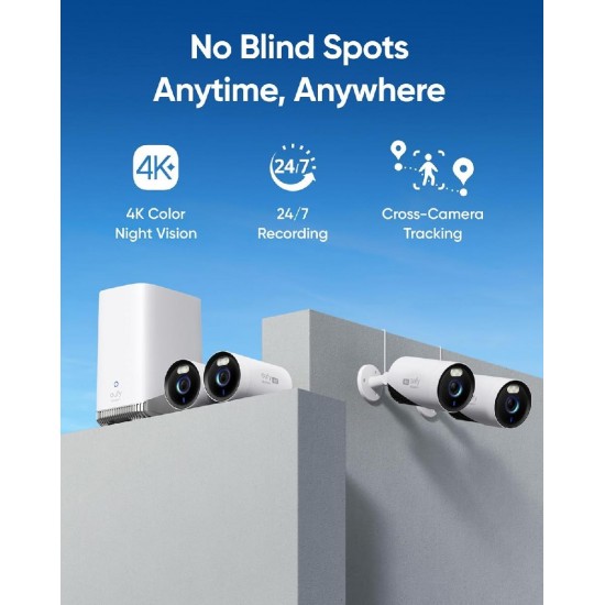 Anker E330 EufyCam Professional Wired Add-On Security Camera 4K Ultra HD 24/7 Smart Protection (T8600321) White