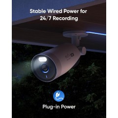 Anker E330 EufyCam Professional Wired Add-On Security Camera 4K Ultra HD 24/7 Smart Protection (T8600321) White