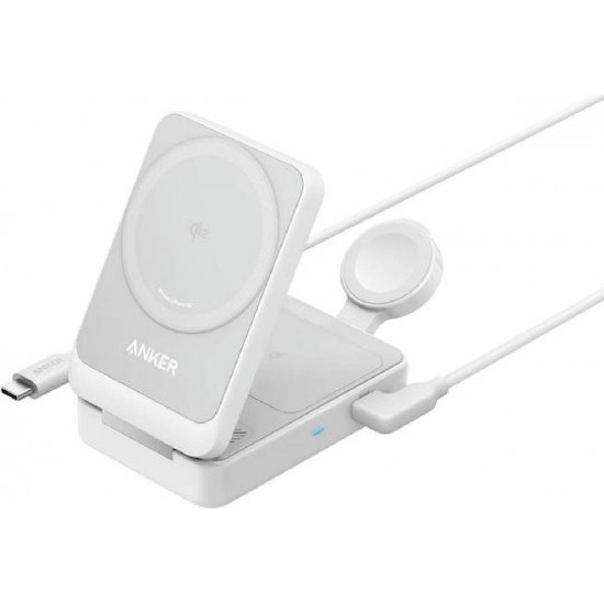 Anker MagGo Wireless Charging Station 3-in-1 Pocket Size 15W (B2557321) White