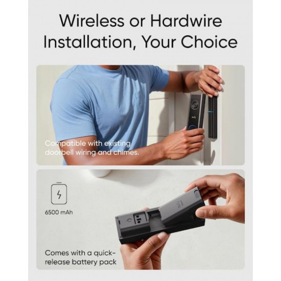 Anker Eufy Video Doorbell C31 2K with Battery or Wired (T8223311) Black