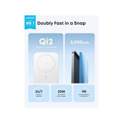 Anker MagSafe Powerbank 5000MAh Ultra-Slim Qi2 Certified 15W (A1665H21) white