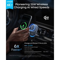 Anker Prime MagGo AirCool Βάση Κινητού Αυτοκινήτου με Ρυθμιζόμενα Άγκιστρα και Ασύρματη Φόρτιση (B2933H11) Μαύρη