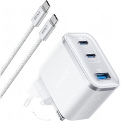 Anker Nano Charger 70W 3-Port Power Supply with USB-C Cable (B121A311) White