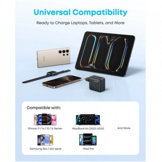 Anker Zolo 3x USB-C 1x USB-A PD 3.0 70W (A121CG11) Black
